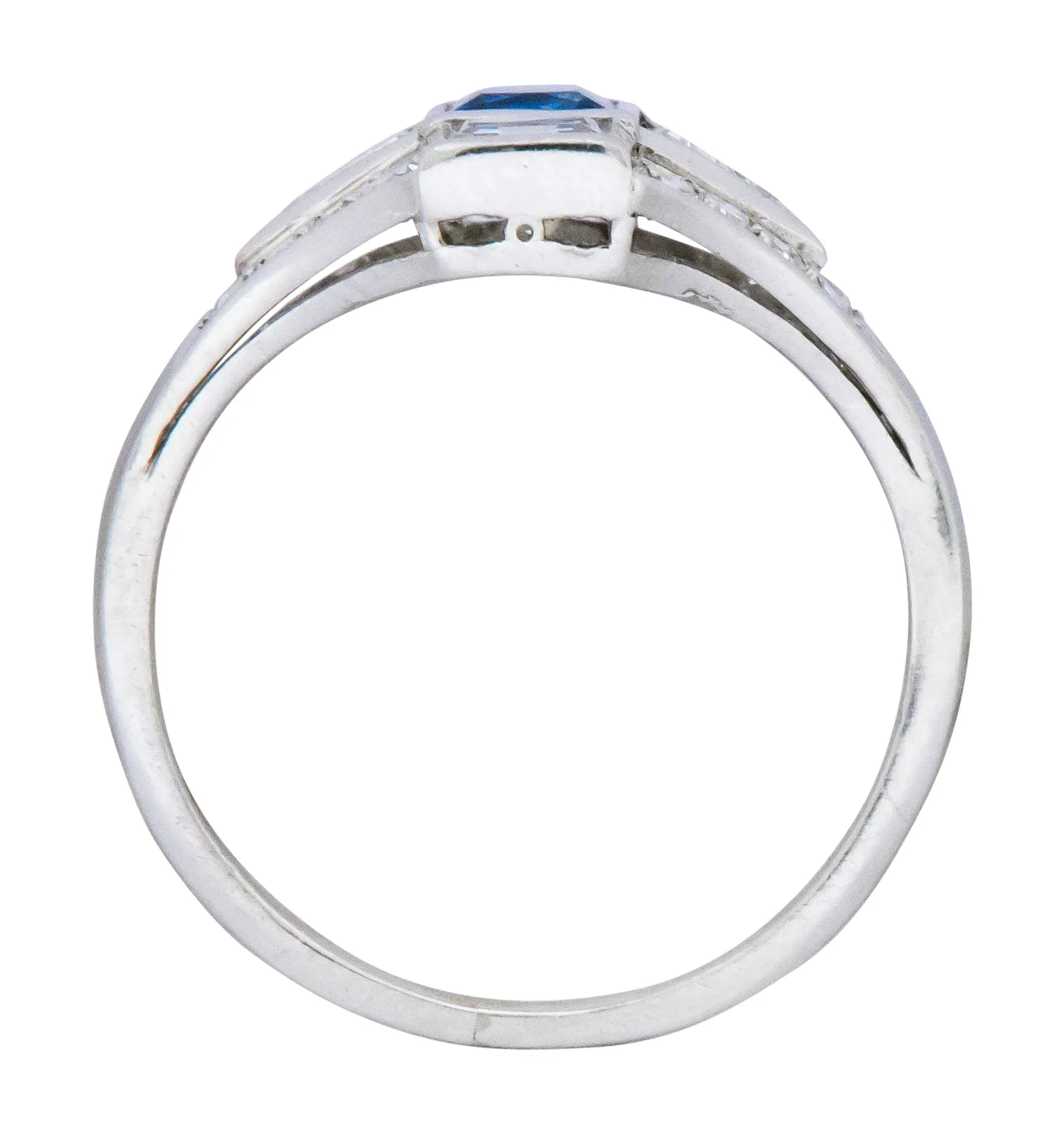Art Deco 1.70 CTW Sapphire Diamond Platinum Ring
