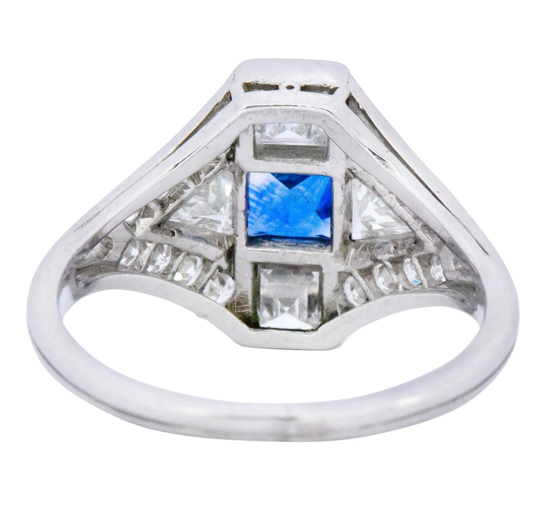 Art Deco 1.70 CTW Sapphire Diamond Platinum Ring