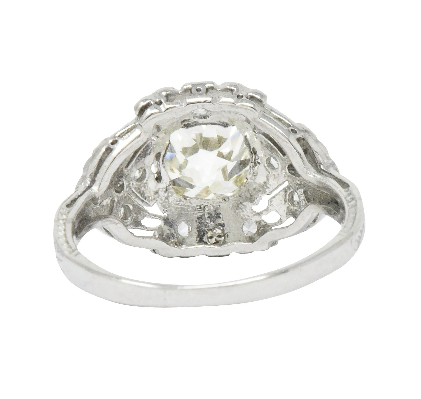 Art Deco 1.84 CTW Diamond Platinum Engagement Ring GIA