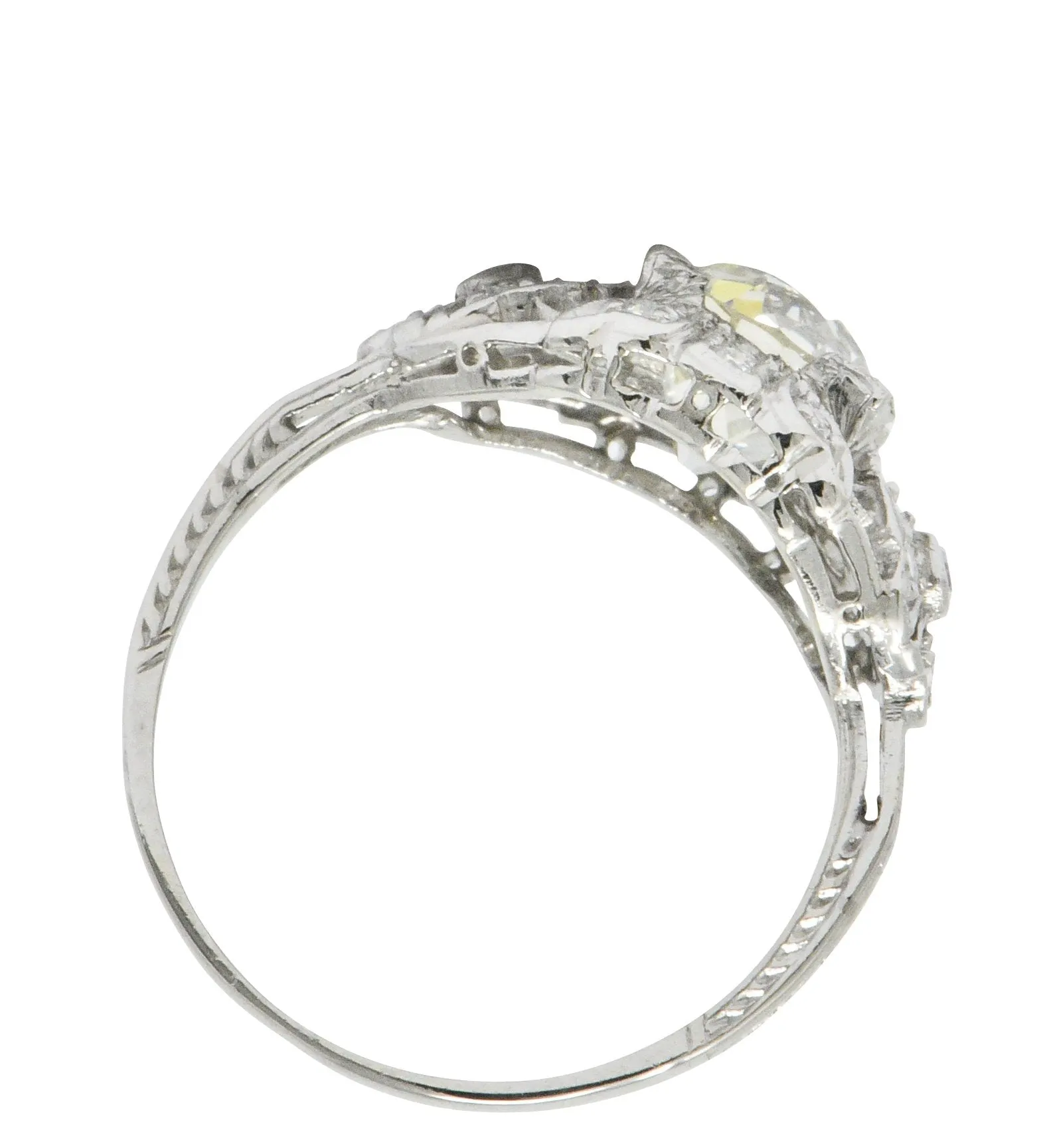 Art Deco 1.84 CTW Diamond Platinum Engagement Ring GIA