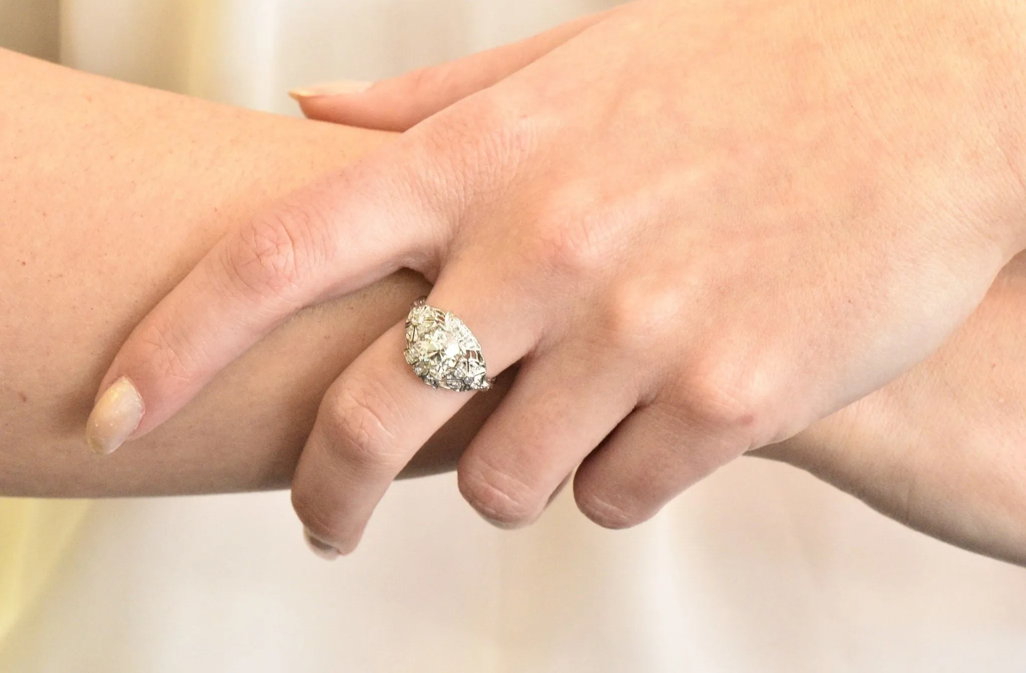 Art Deco 1.84 CTW Diamond Platinum Engagement Ring GIA