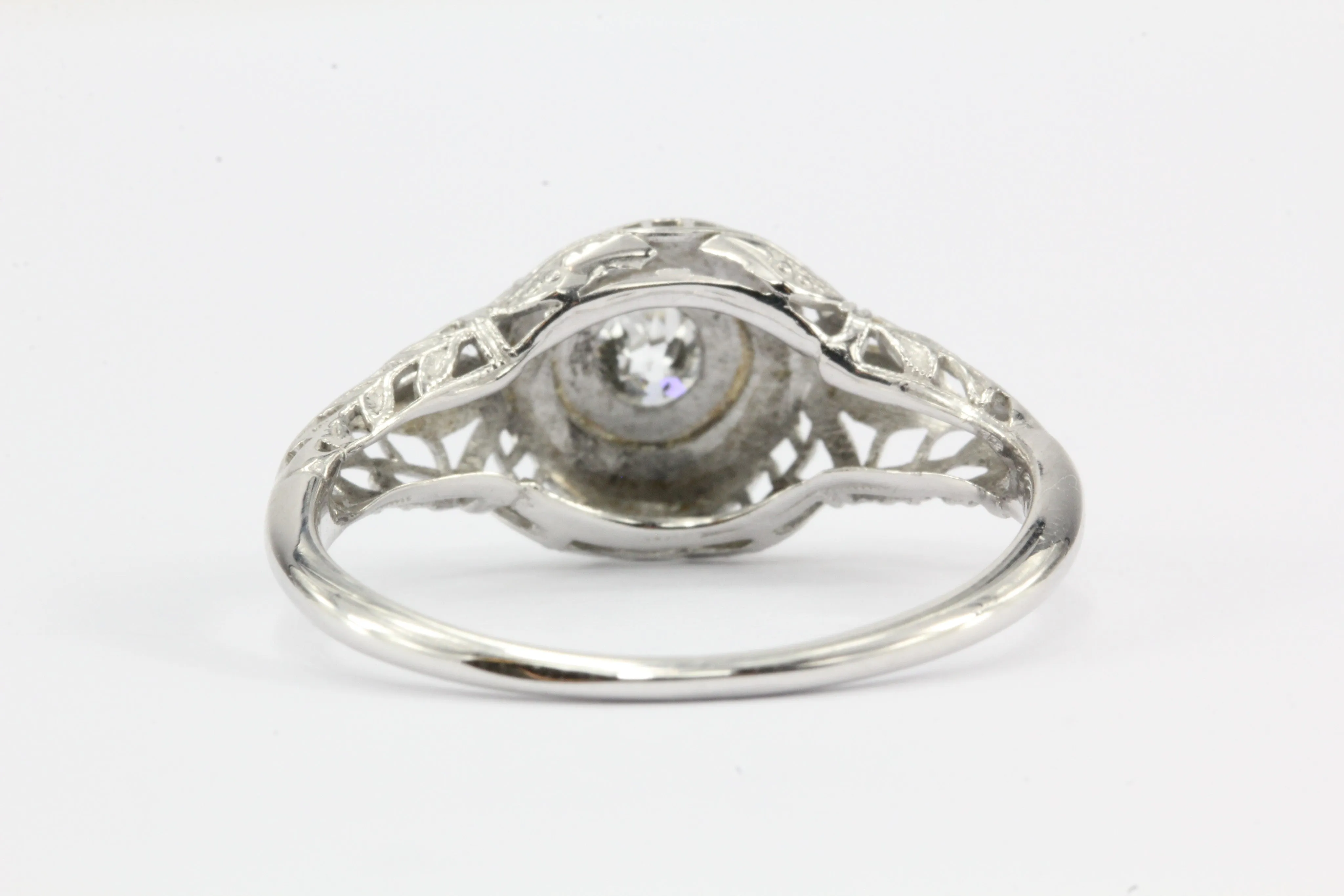 Art Deco 18K White Gold Old European Cut Diamond Engagement Ring c. 1920's