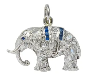 Art Deco 1920's 0.30 CTW Diamond Platinum Lucky Elephant Charm