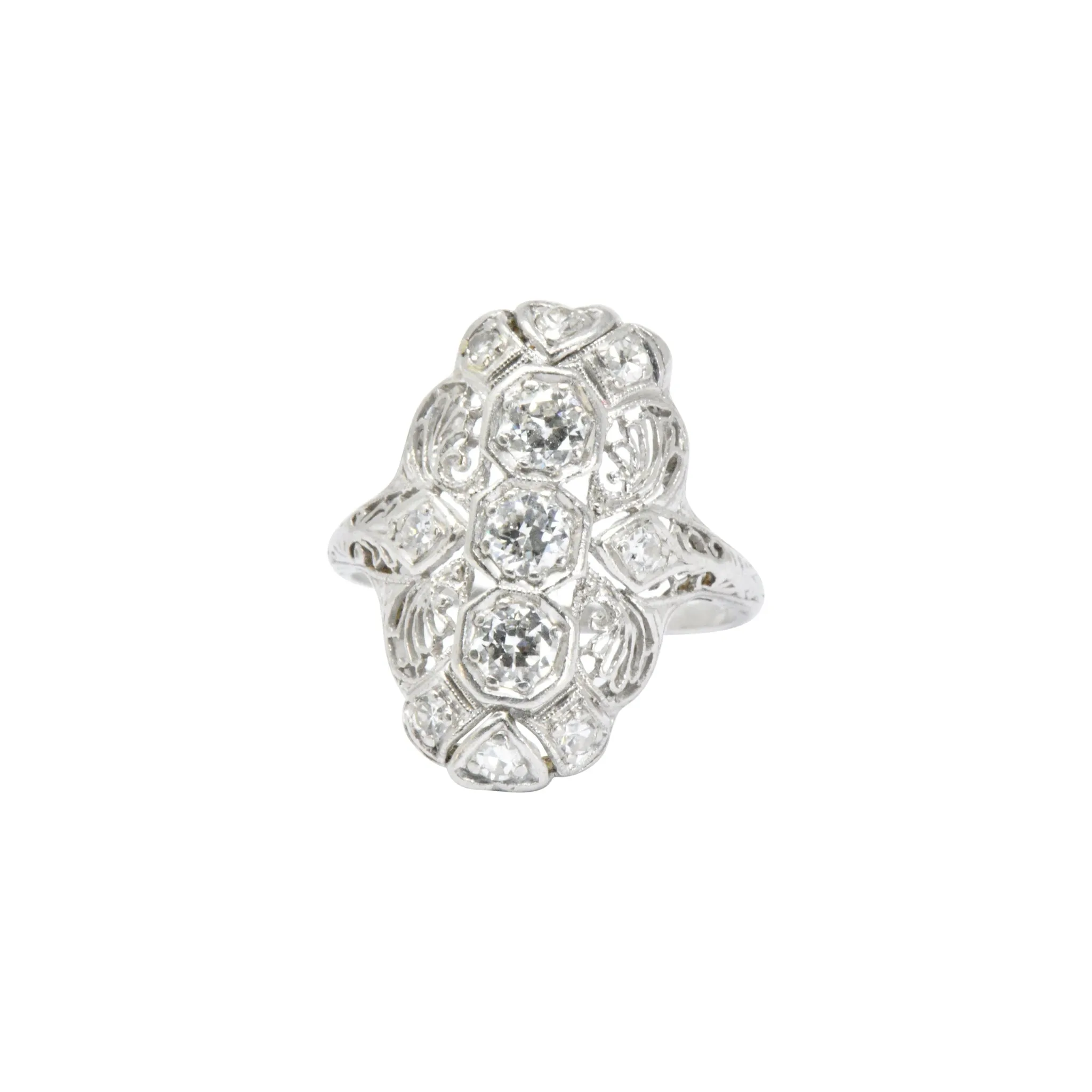 Art Deco 1920's .60 CTW Diamond & Platinum Dinner Ring