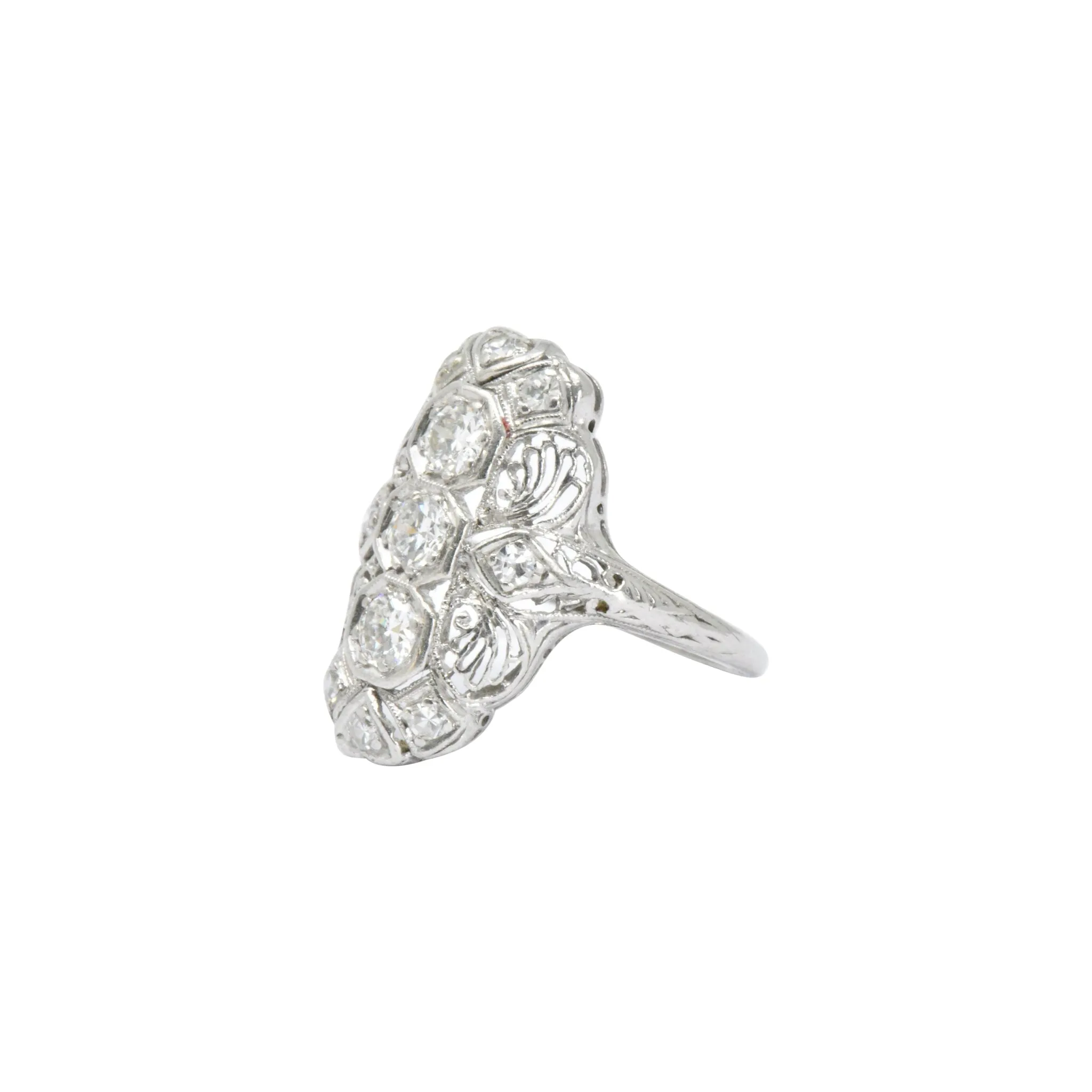 Art Deco 1920's .60 CTW Diamond & Platinum Dinner Ring