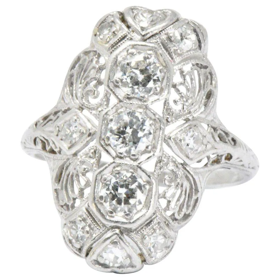 Art Deco 1920's .60 CTW Diamond & Platinum Dinner Ring