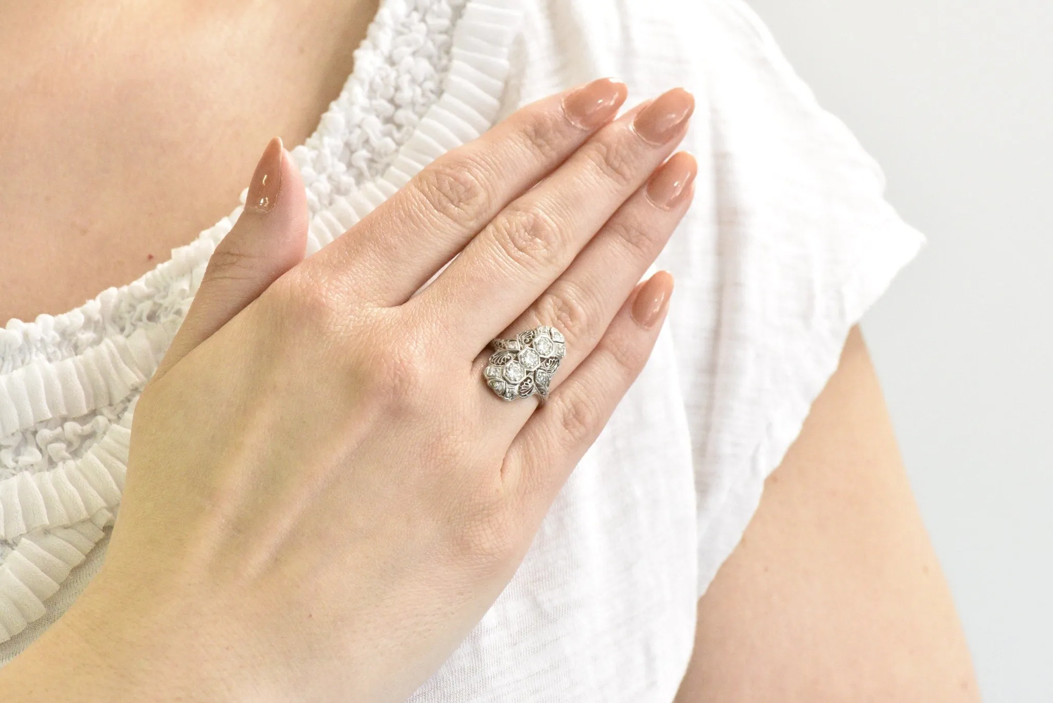Art Deco 1920's .60 CTW Diamond & Platinum Dinner Ring