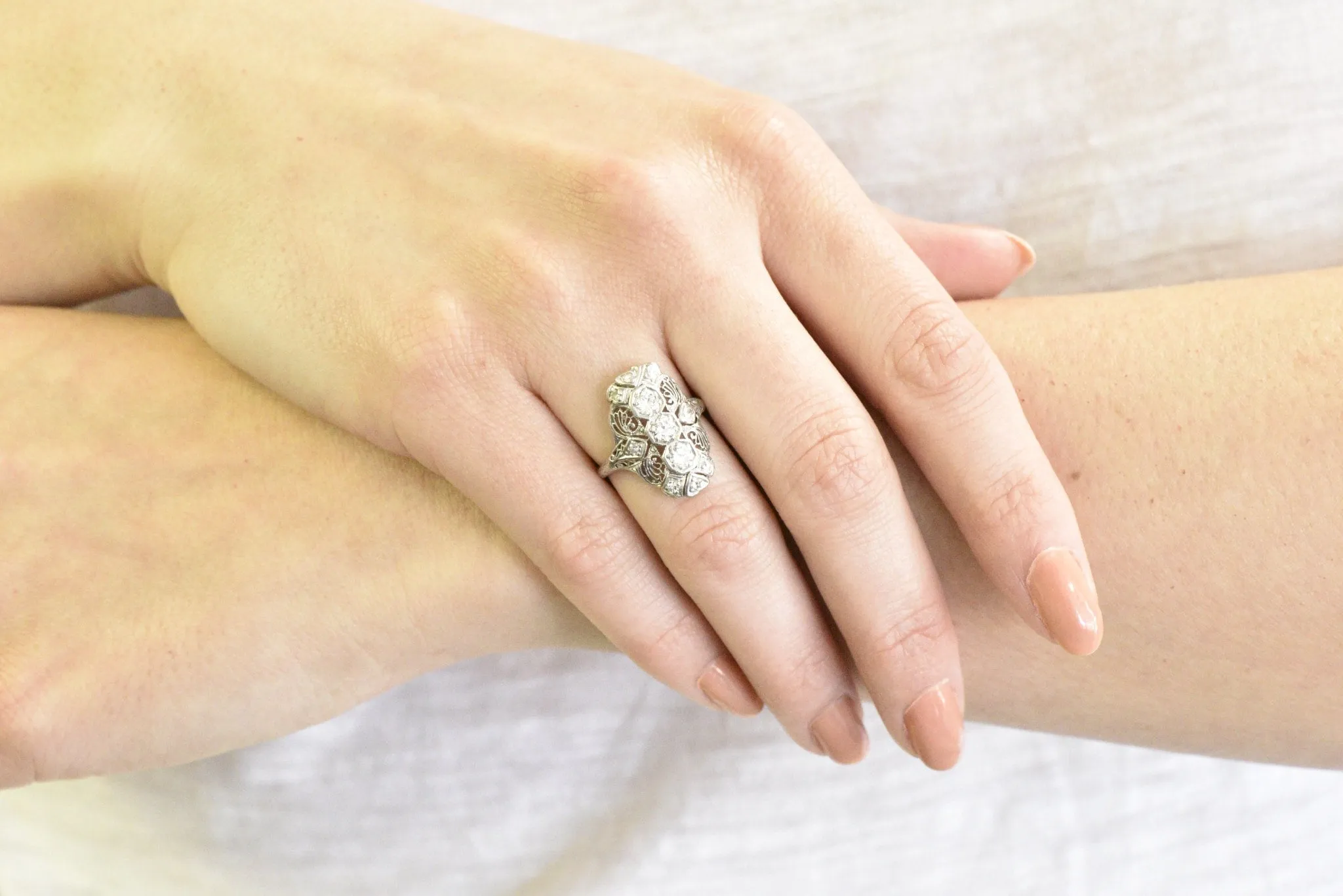 Art Deco 1920's .60 CTW Diamond & Platinum Dinner Ring