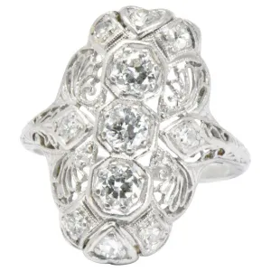 Art Deco 1920's .60 CTW Diamond & Platinum Dinner Ring
