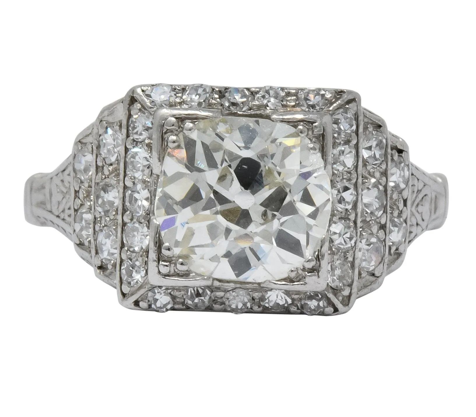 Art Deco 1.95 CTW Diamond Platinum Engagement Ring