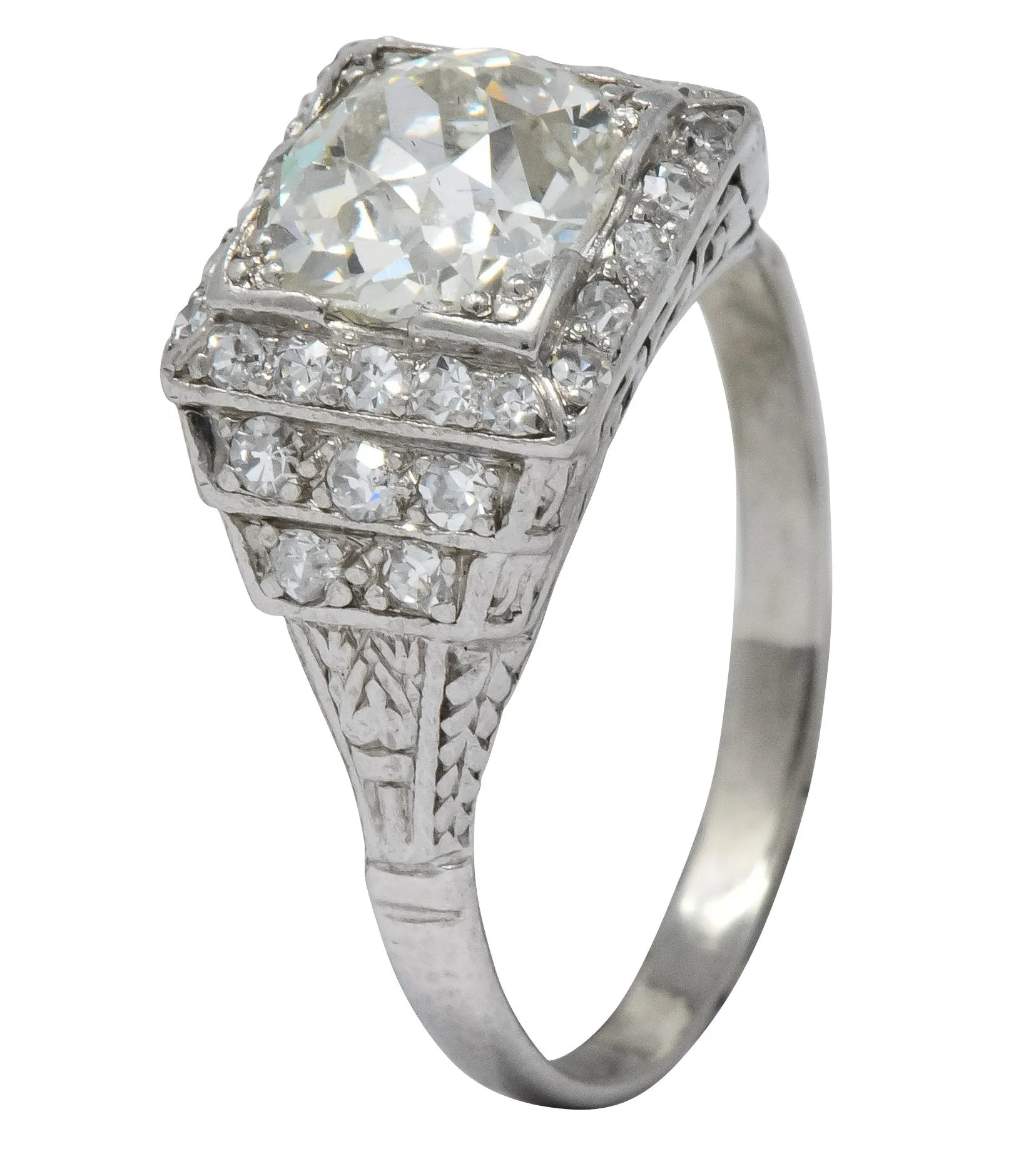 Art Deco 1.95 CTW Diamond Platinum Engagement Ring