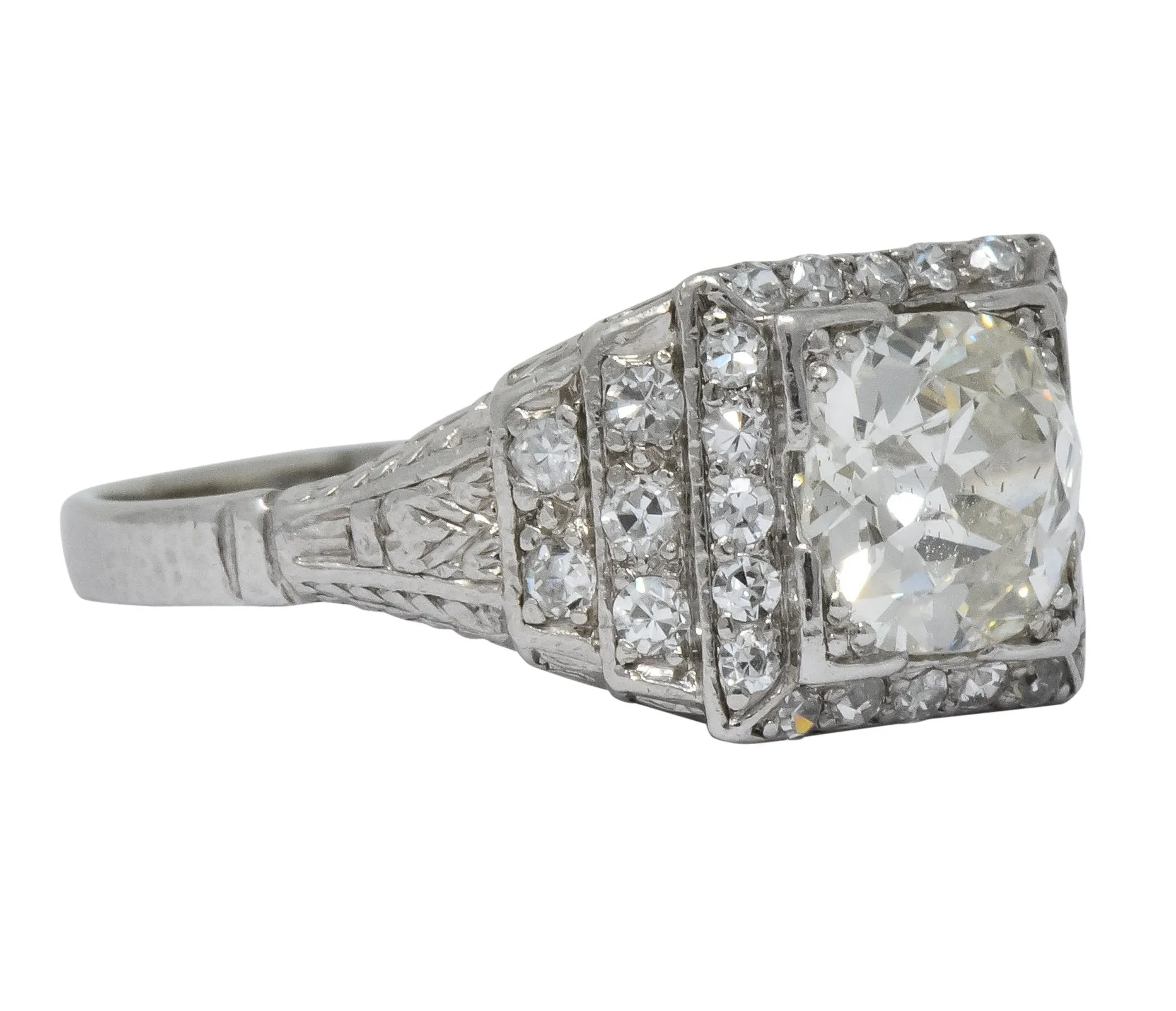 Art Deco 1.95 CTW Diamond Platinum Engagement Ring