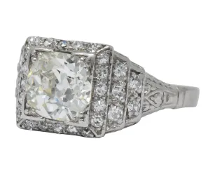 Art Deco 1.95 CTW Diamond Platinum Engagement Ring