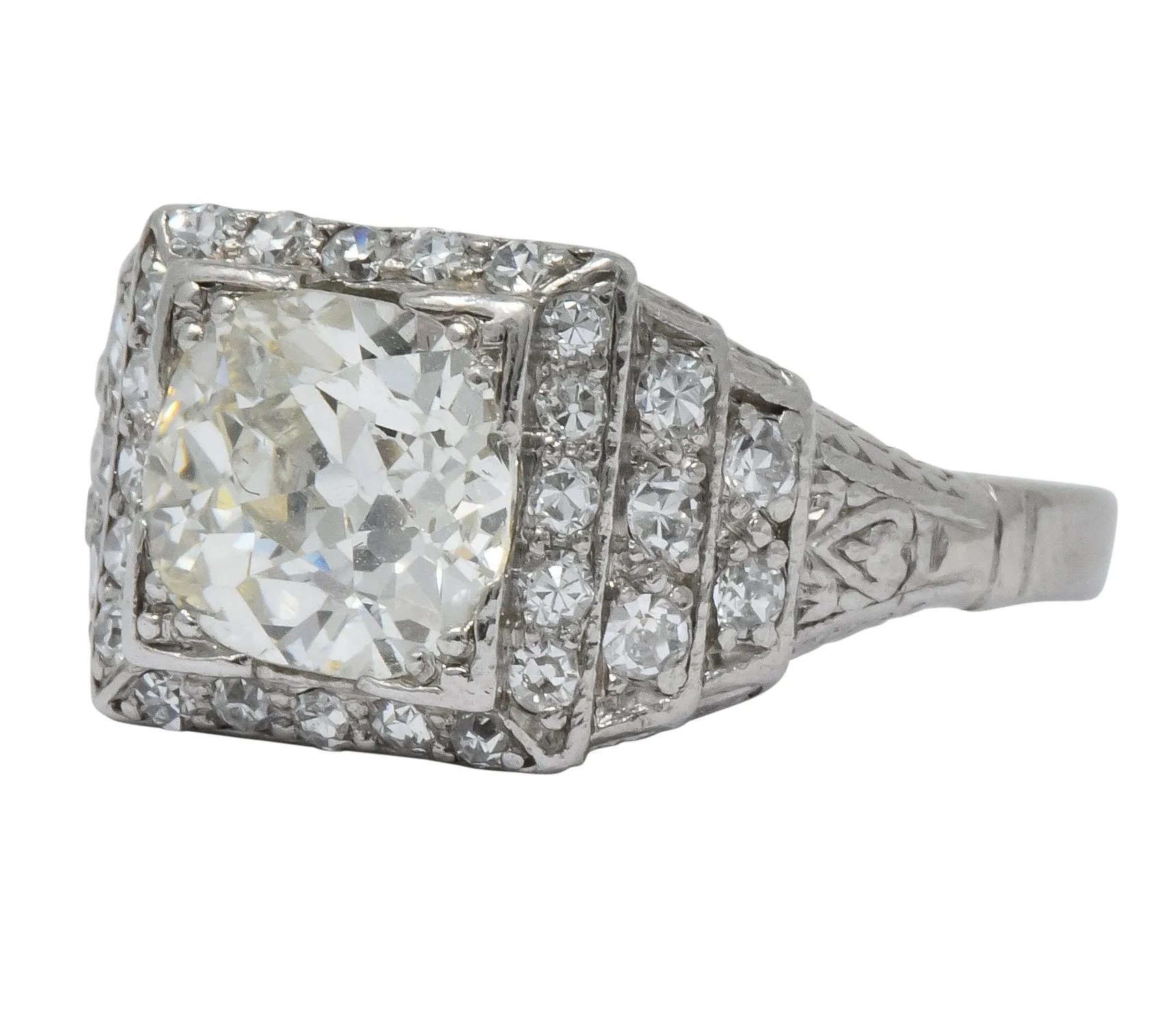 Art Deco 1.95 CTW Diamond Platinum Engagement Ring