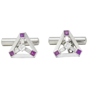 Art Deco 2.08 CTW Diamond Ruby Platinum Cufflinks