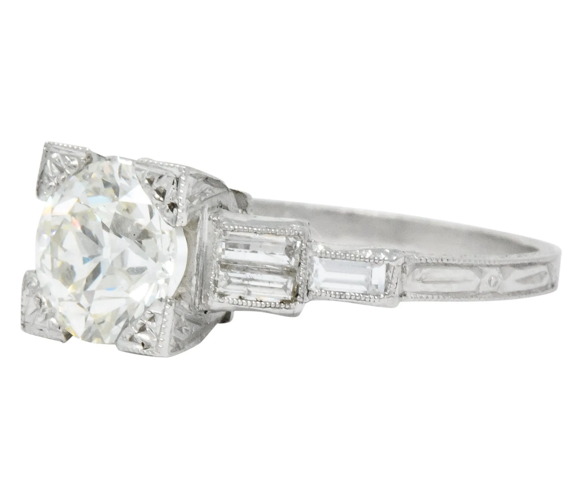 Art Deco 2.35 CTW Diamond Platinum Engagement Ring GIA