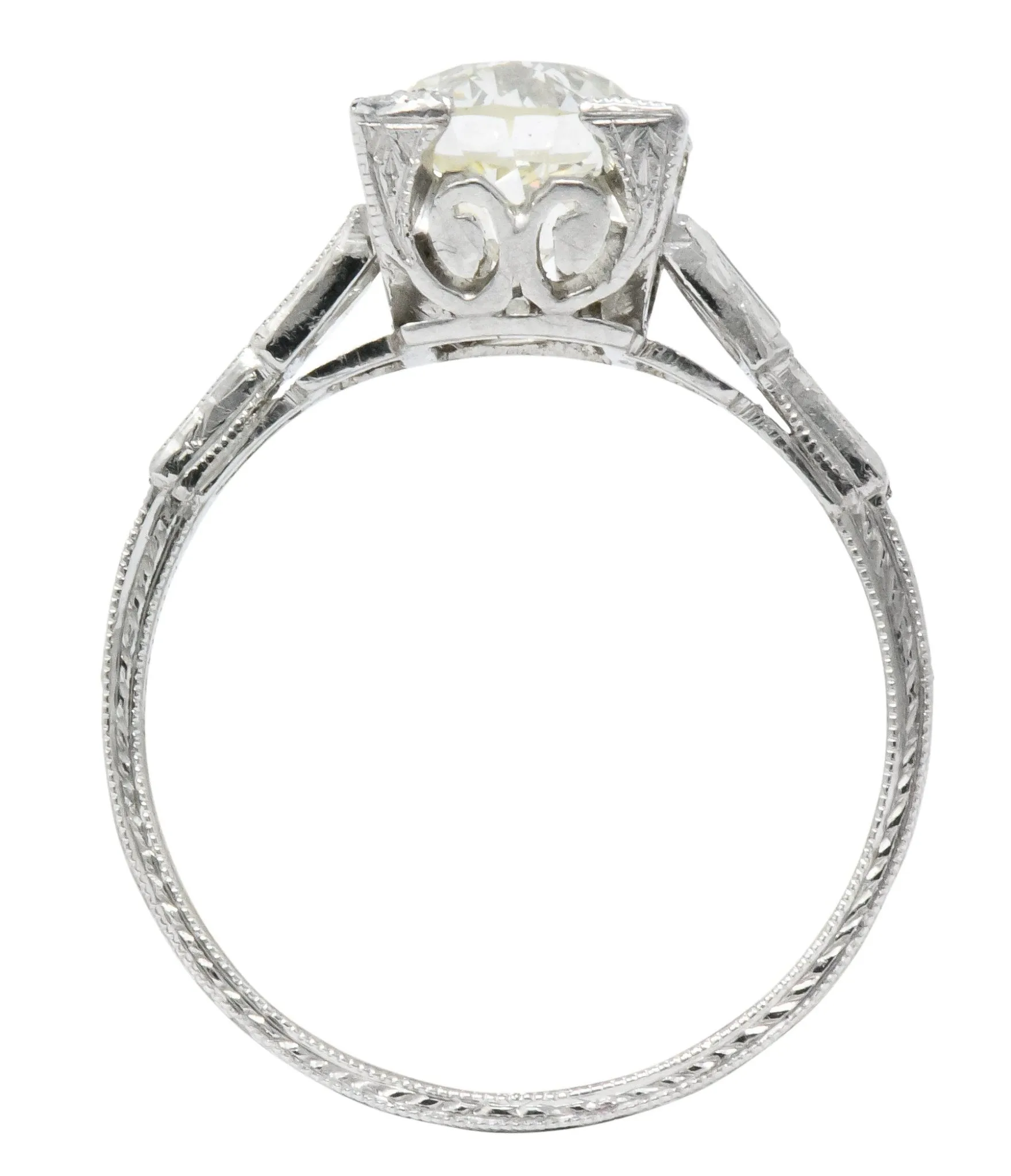 Art Deco 2.35 CTW Diamond Platinum Engagement Ring GIA