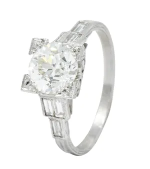 Art Deco 2.35 CTW Diamond Platinum Engagement Ring GIA