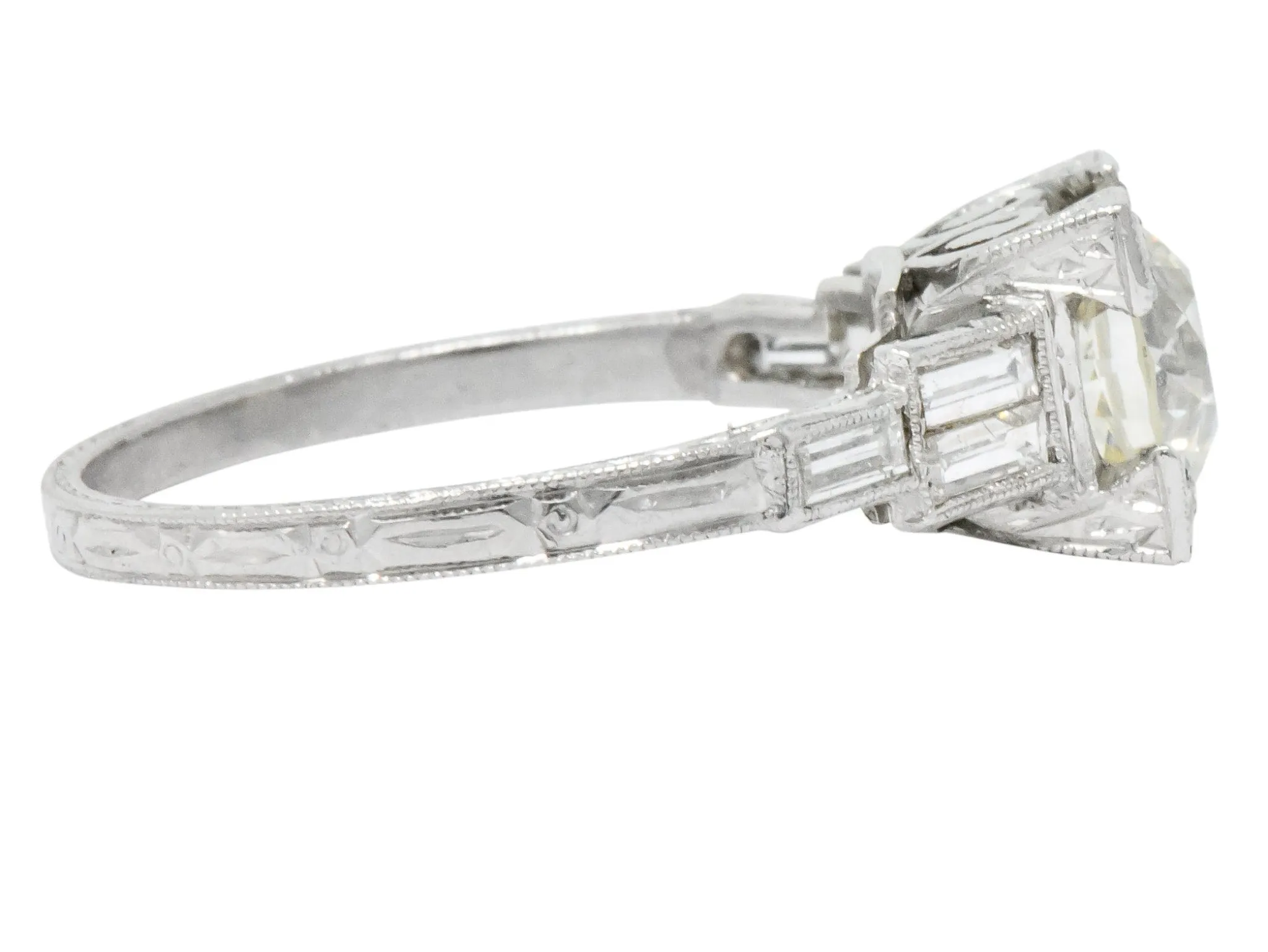 Art Deco 2.35 CTW Diamond Platinum Engagement Ring GIA