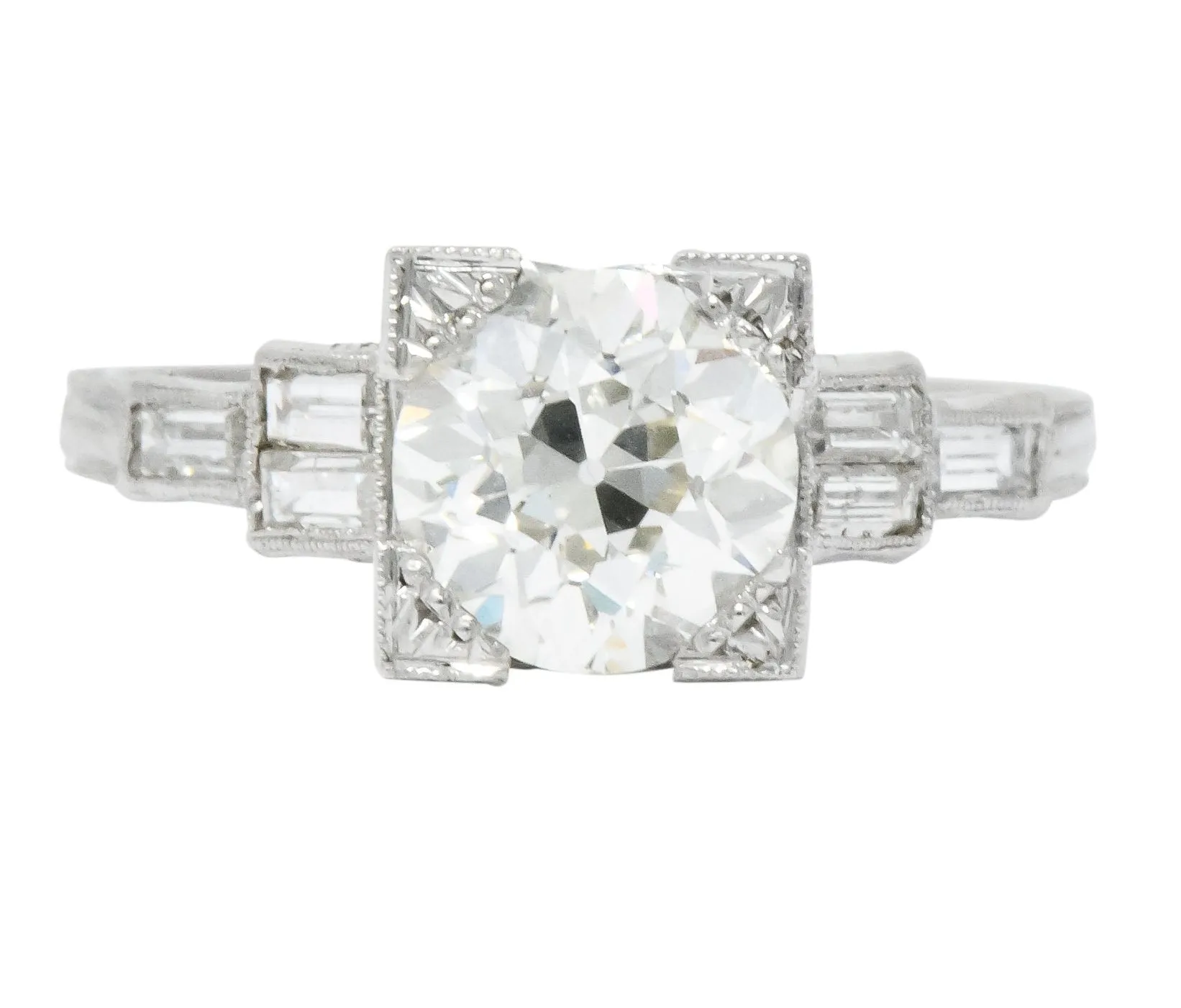 Art Deco 2.35 CTW Diamond Platinum Engagement Ring GIA