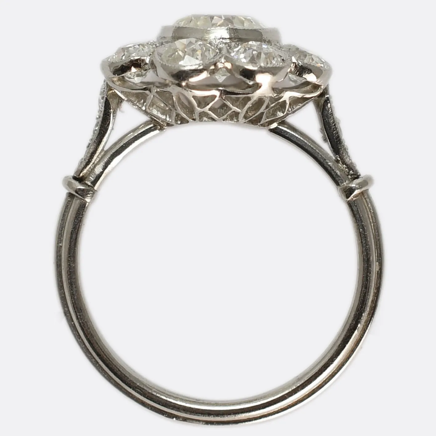 Art Deco 2.7ct Diamond Flower Cluster Engagement Ring