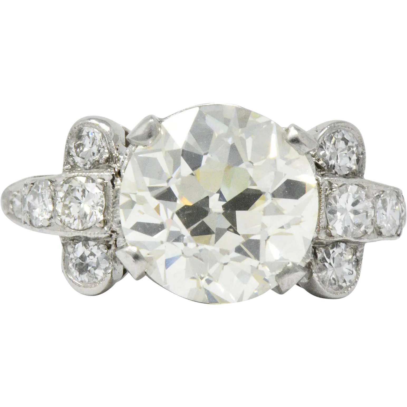 Art Deco 3.88 CTW Diamond Platinum Engagement Ring GIA