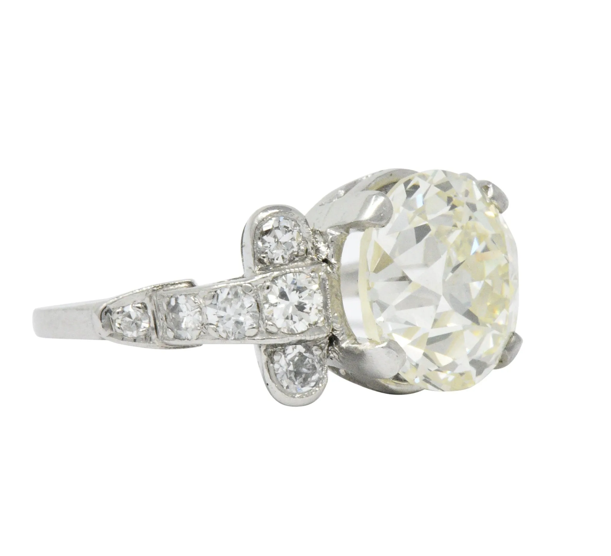 Art Deco 3.88 CTW Diamond Platinum Engagement Ring GIA