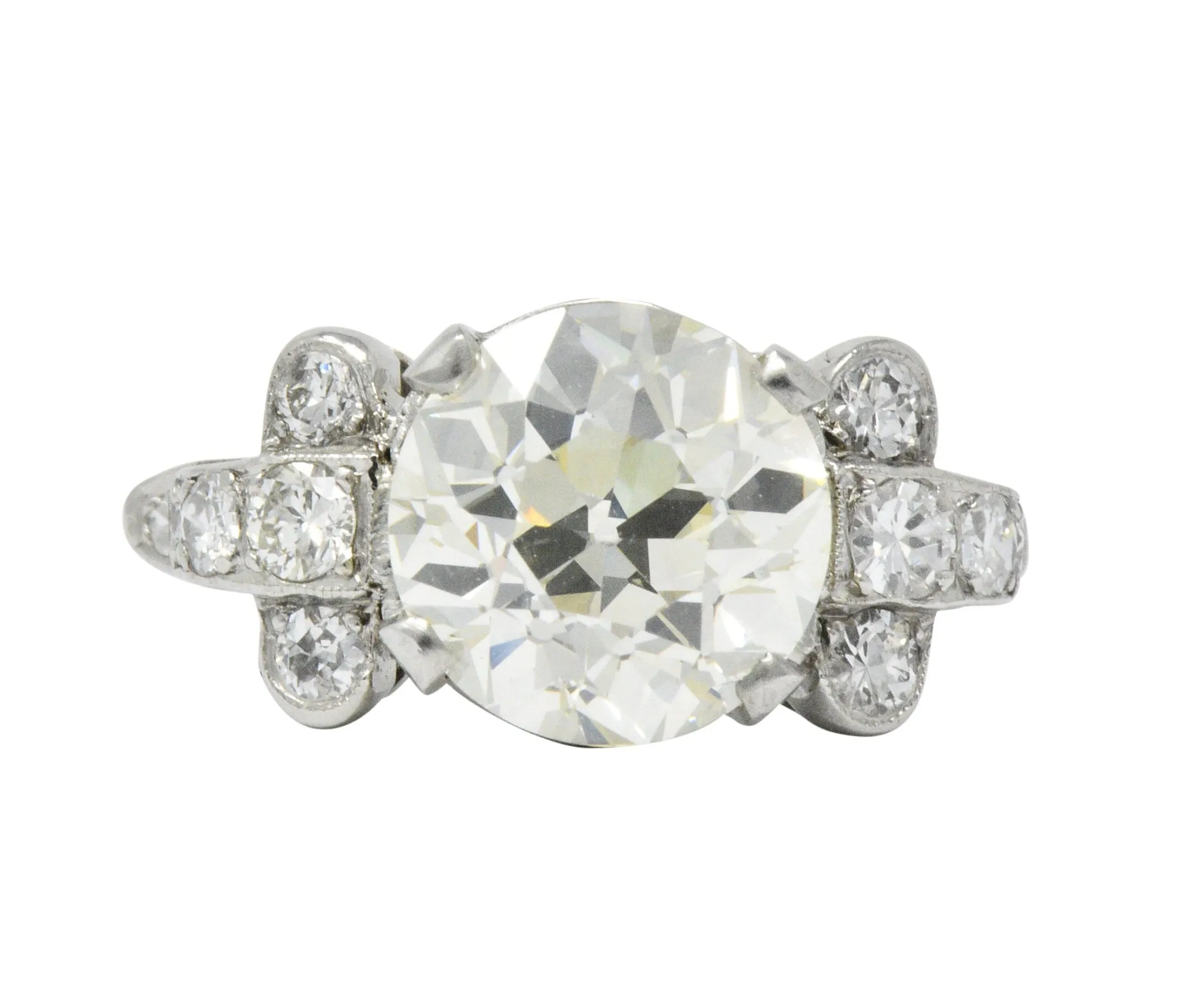 Art Deco 3.88 CTW Diamond Platinum Engagement Ring GIA