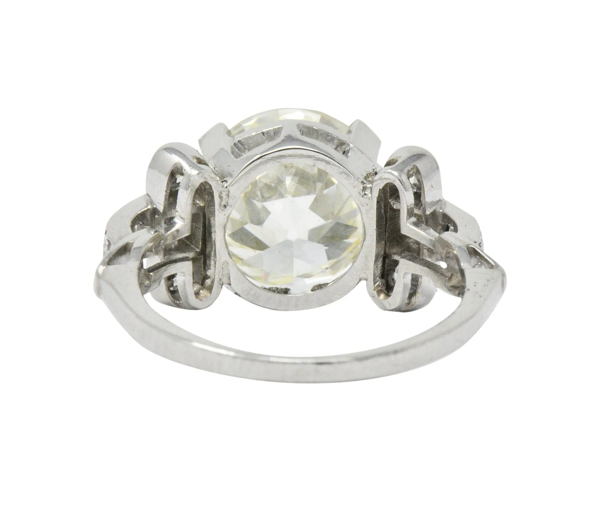 Art Deco 3.88 CTW Diamond Platinum Engagement Ring GIA
