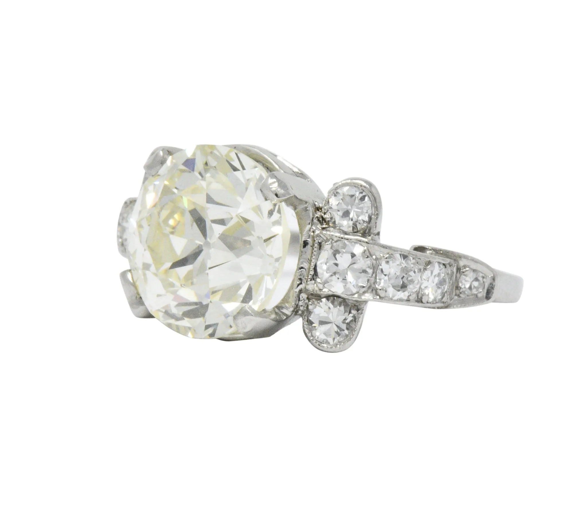 Art Deco 3.88 CTW Diamond Platinum Engagement Ring GIA
