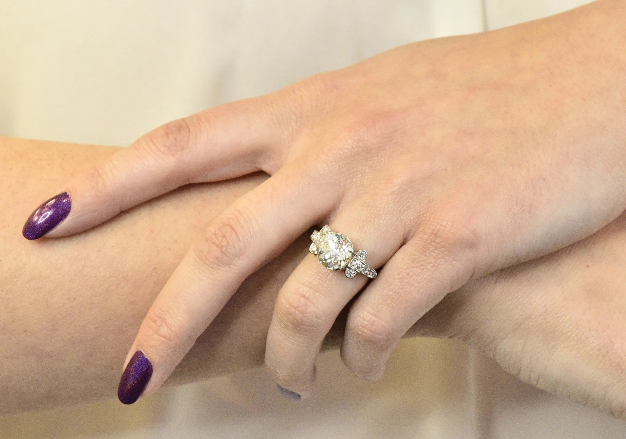 Art Deco 3.88 CTW Diamond Platinum Engagement Ring GIA