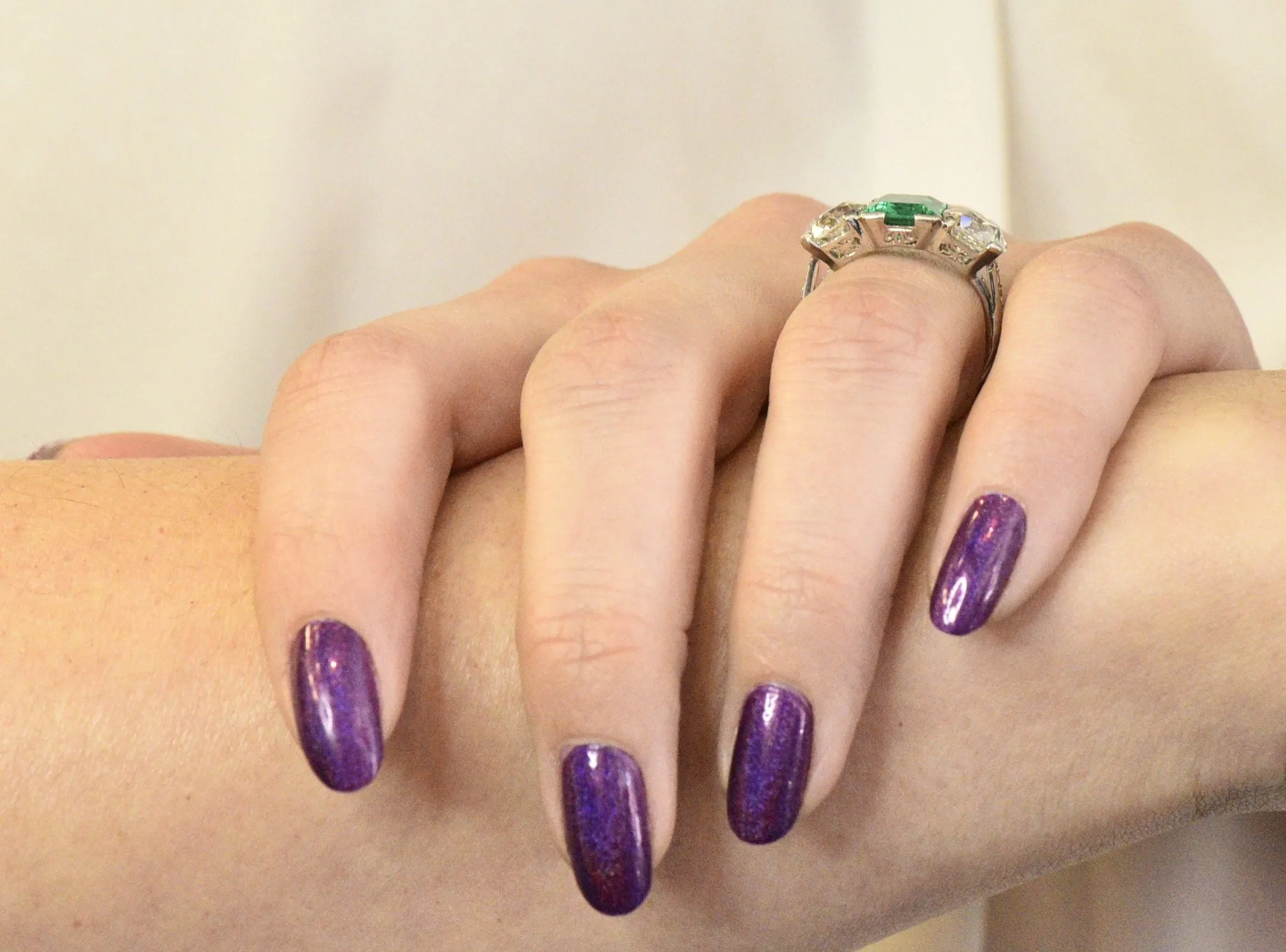 Art Deco 4.87 CTW Colombian Emerald Diamond Platinum Ring AGL