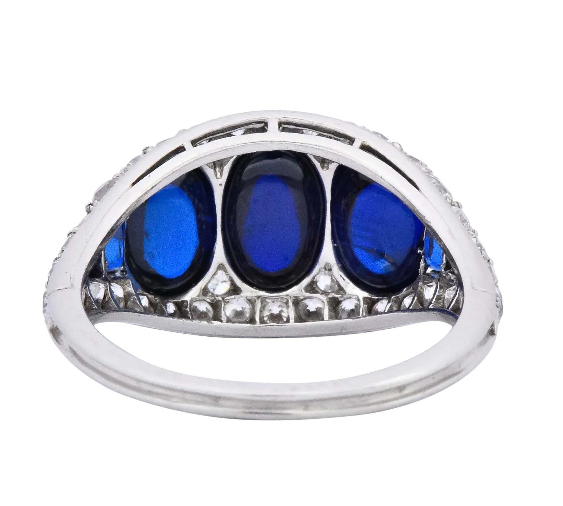 Art Deco 6.30 CTW No Heat Sapphire Diamond Platinum Ring AGL