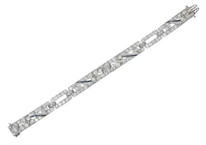 Art Deco 9.58 CTW Diamond Sapphire Platinum Floral Bracelet