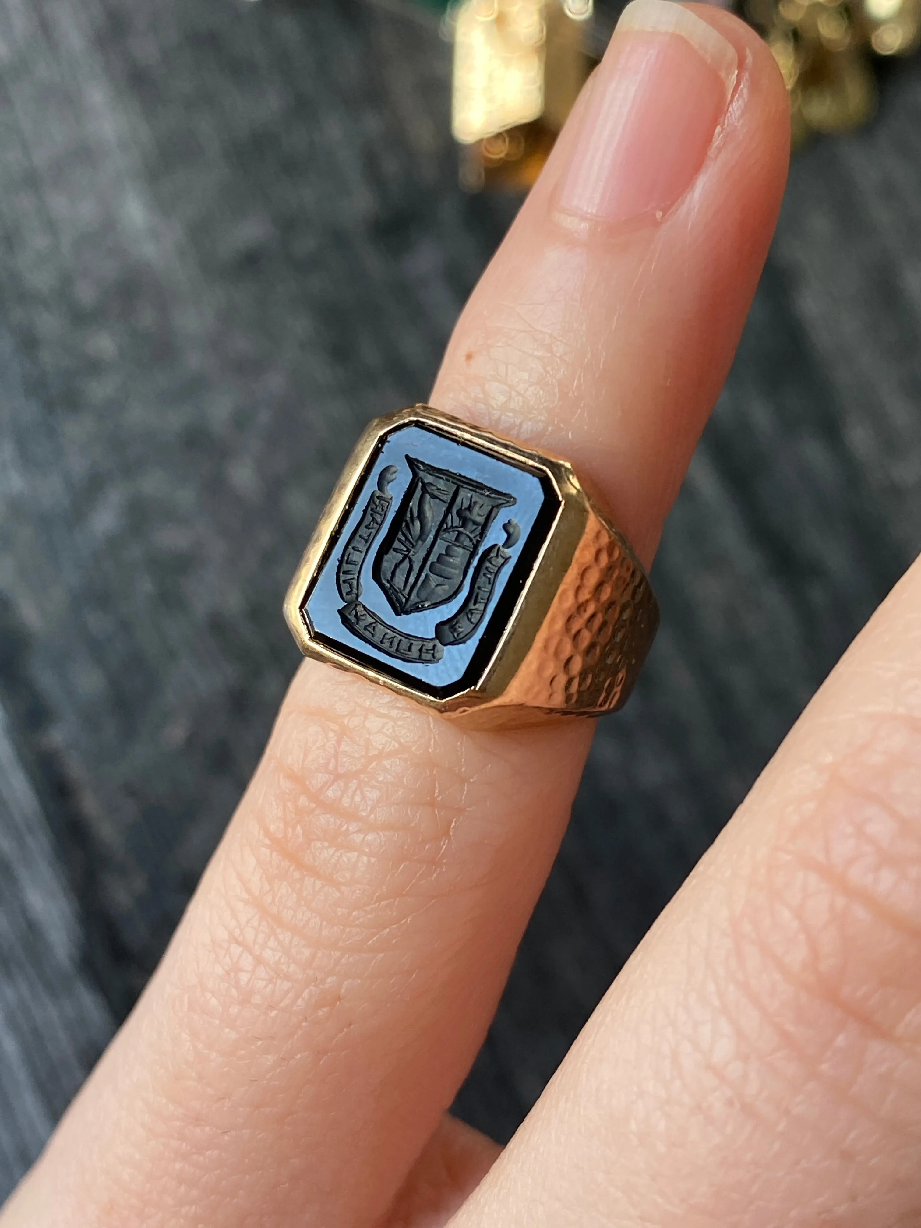 Art Deco Bailey, Banks and Biddle Onyx Intaglio Signet Ring