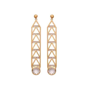 Art Deco Crystal-Studded Geometric Drop Earrings