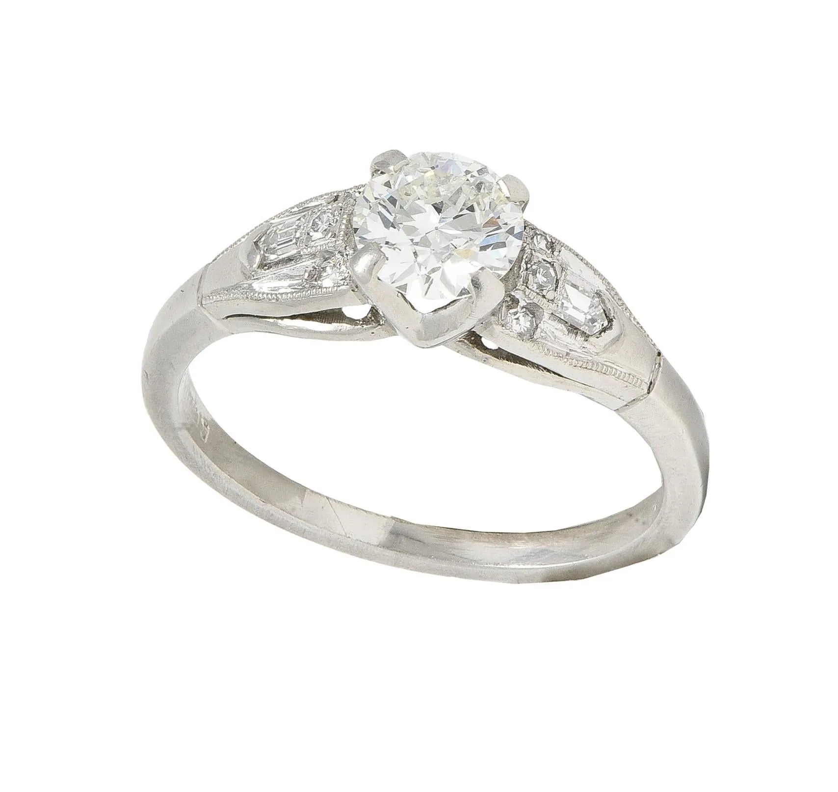 Art Deco Demaria 0.91 CTW Transitional Cut Diamond Platinum Vintage Engagement Ring