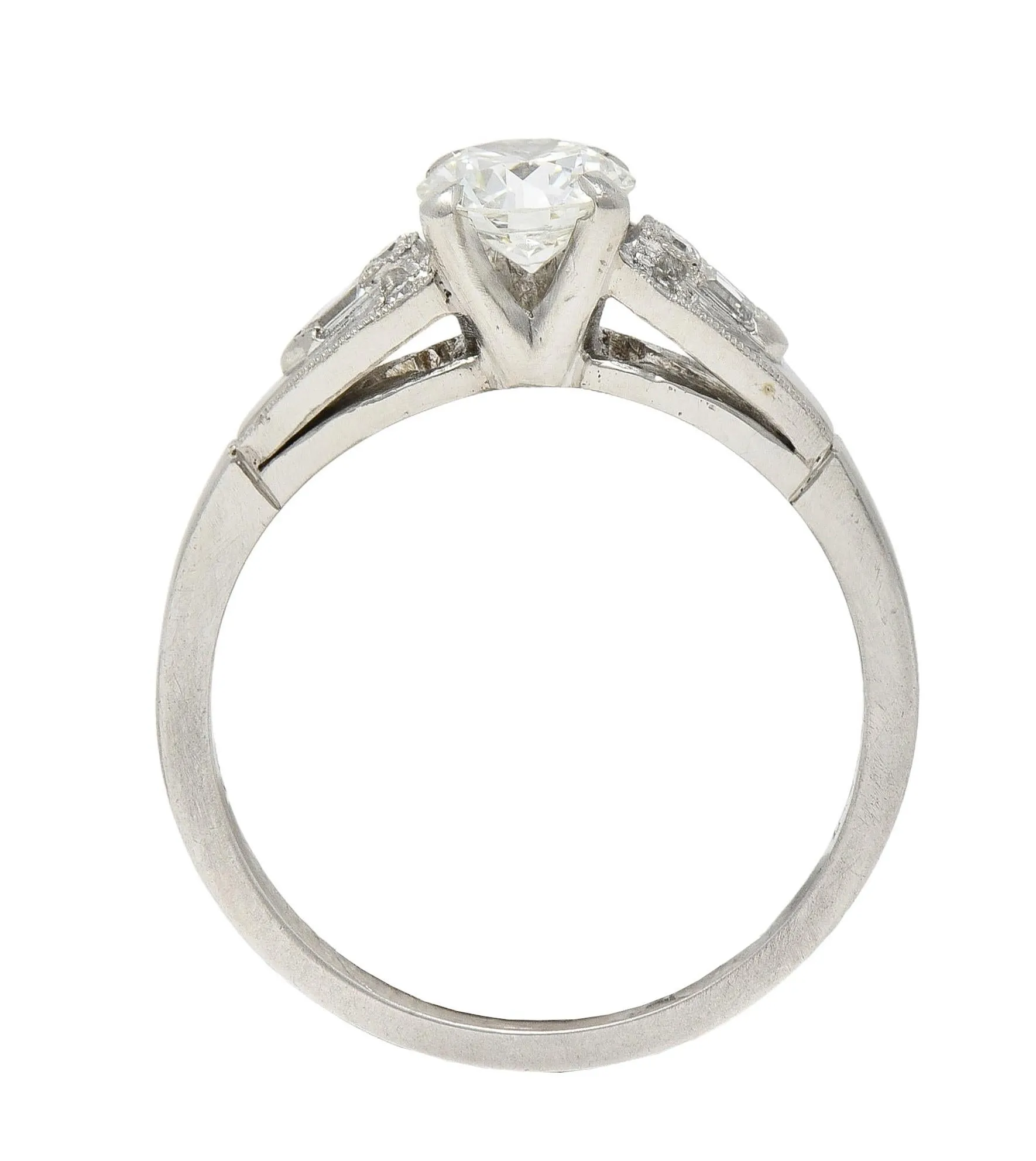 Art Deco Demaria 0.91 CTW Transitional Cut Diamond Platinum Vintage Engagement Ring