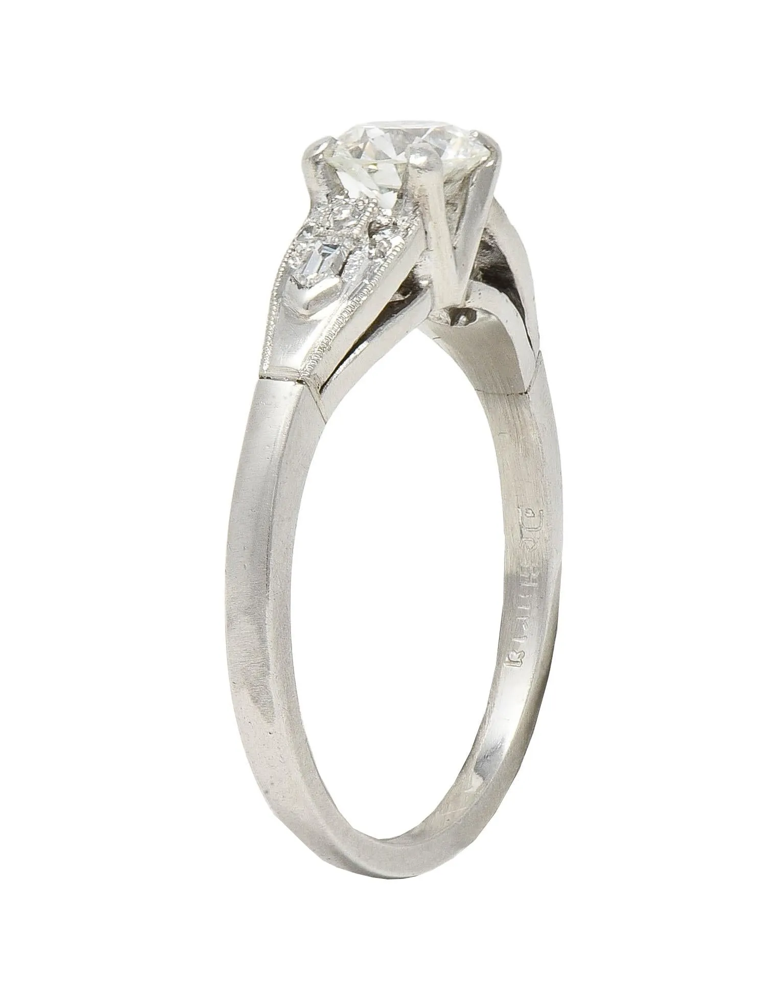 Art Deco Demaria 0.91 CTW Transitional Cut Diamond Platinum Vintage Engagement Ring