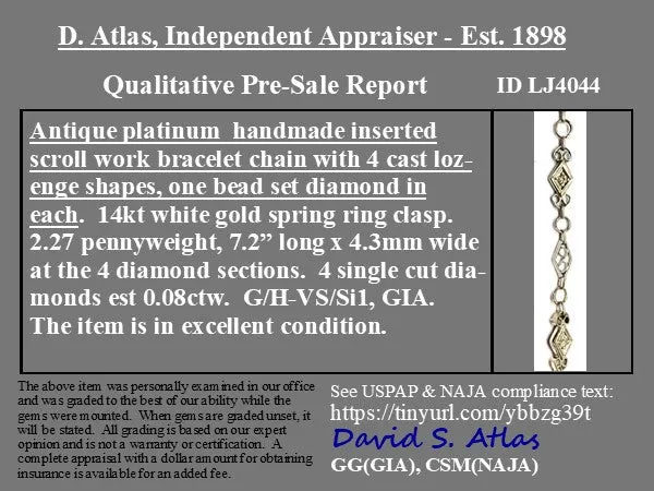 Art Deco Diamond and Platinum Petite Bracelet