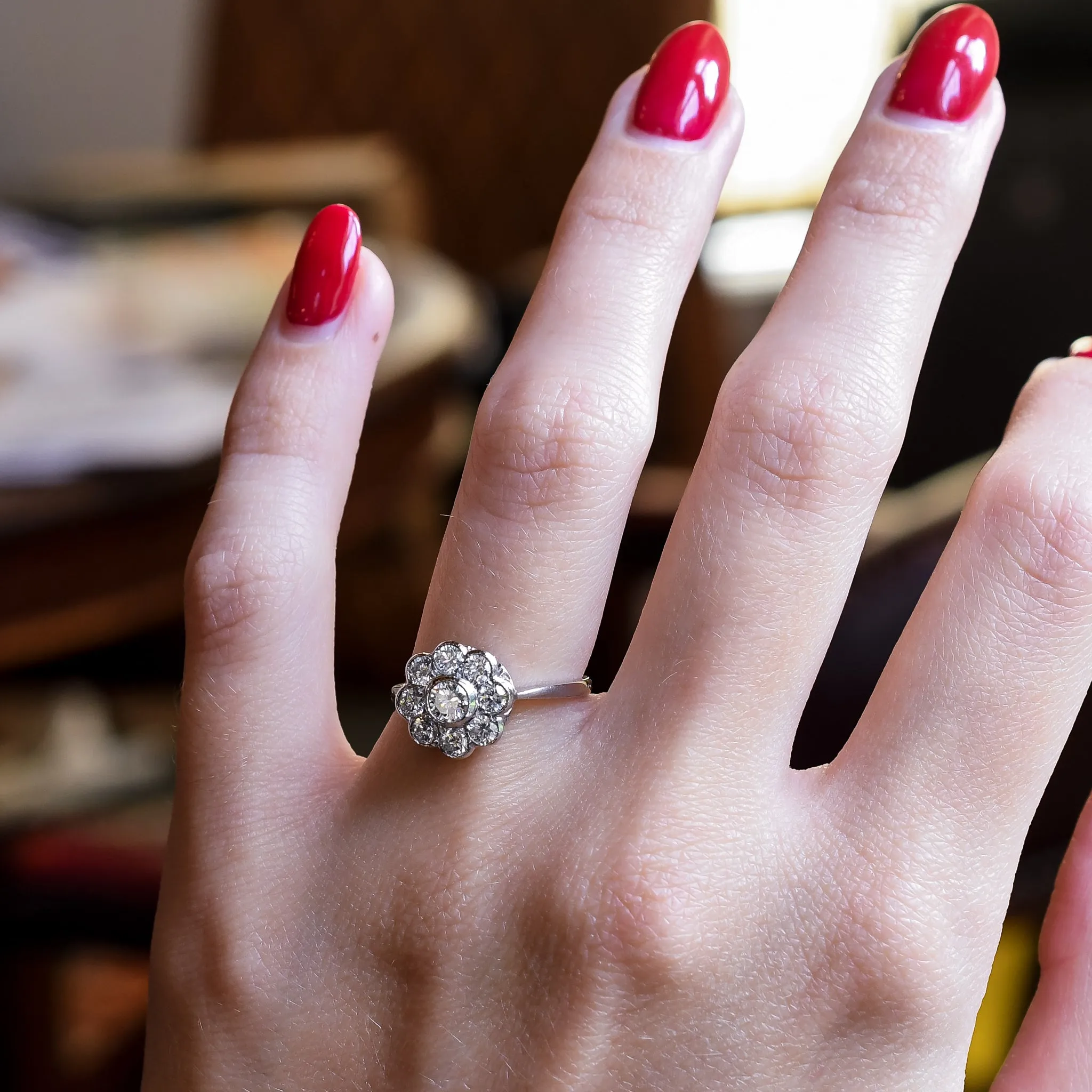 Art Deco Diamond Daisy Cluster Ring