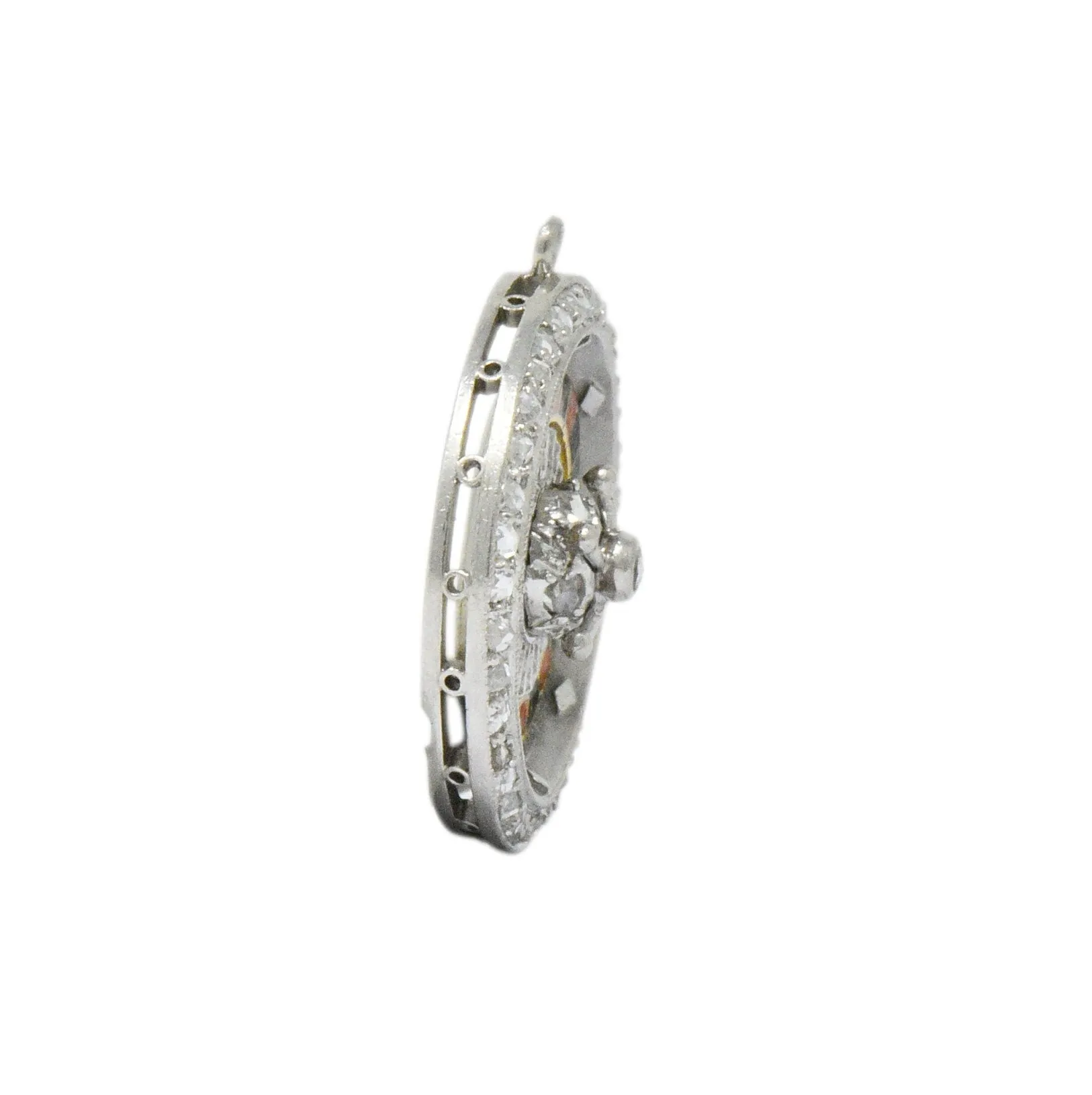Art Deco Diamond Enamel Gold Platinum Roulette Charm