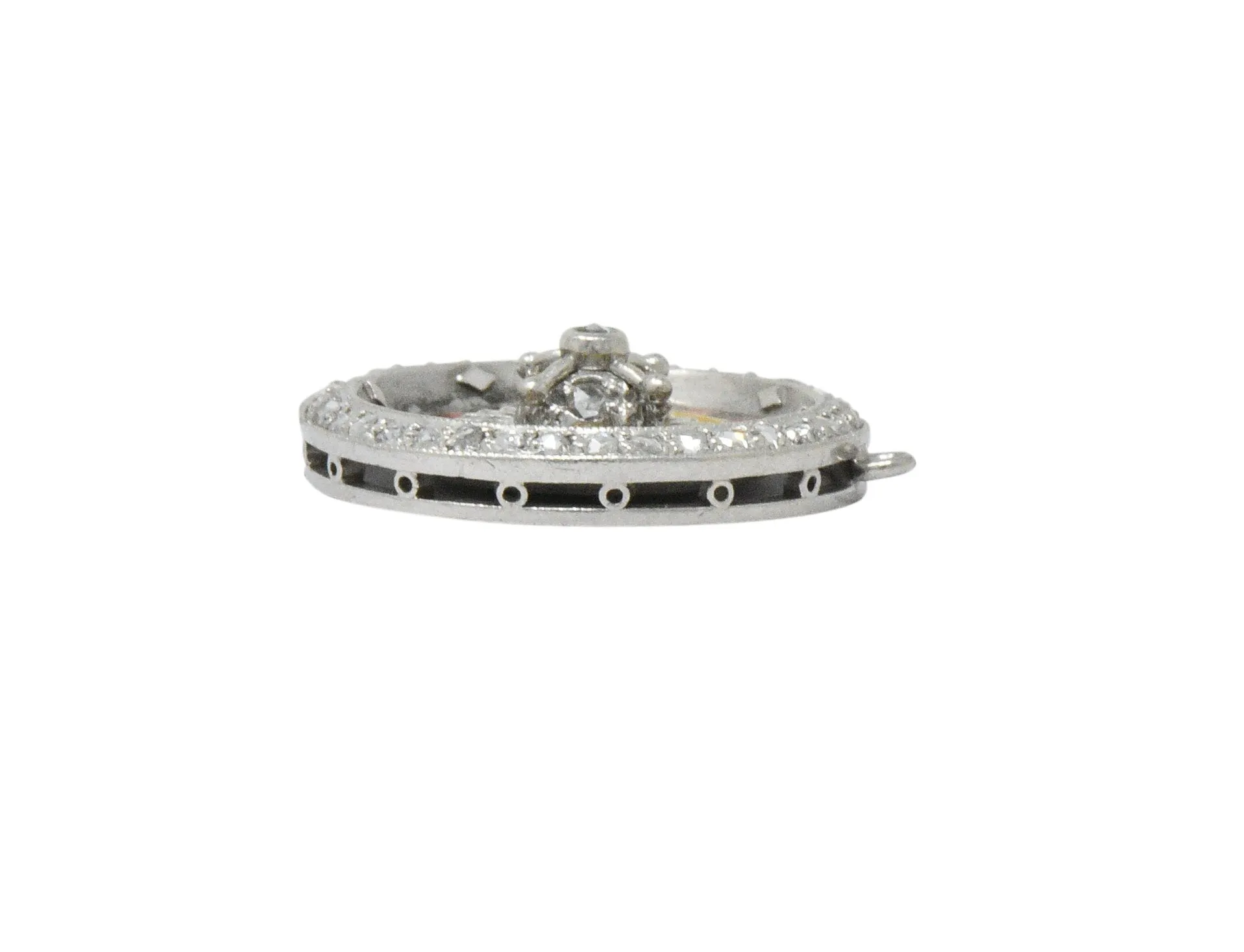 Art Deco Diamond Enamel Gold Platinum Roulette Charm