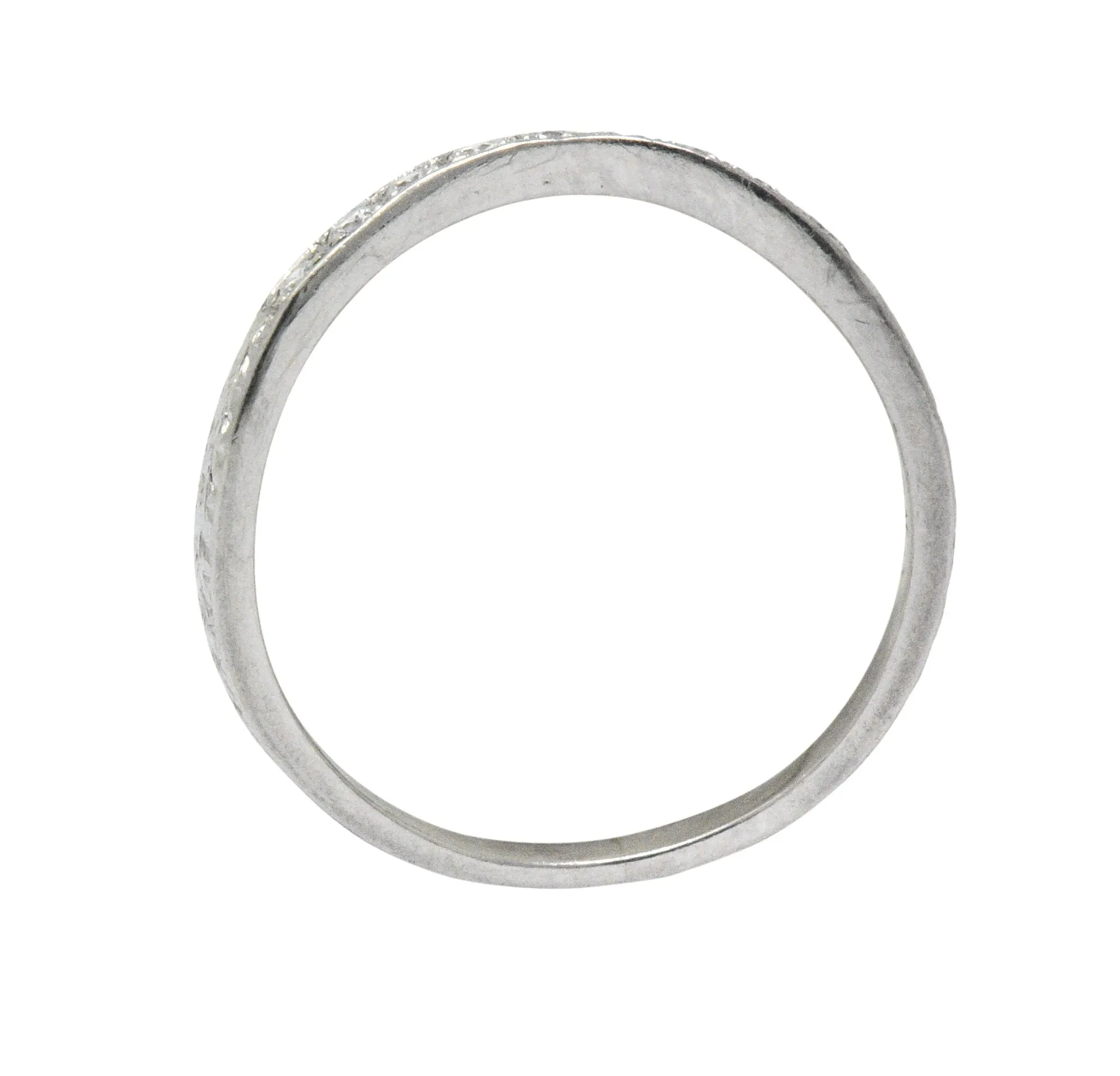 Art Deco Diamond Platinum Contoured Wedding Band Ring