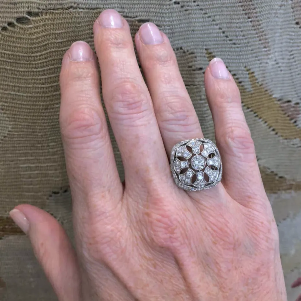 Art Deco Diamond Platinum Filigree Ring