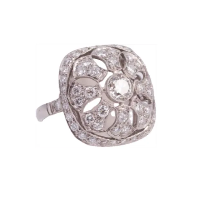 Art Deco Diamond Platinum Filigree Ring