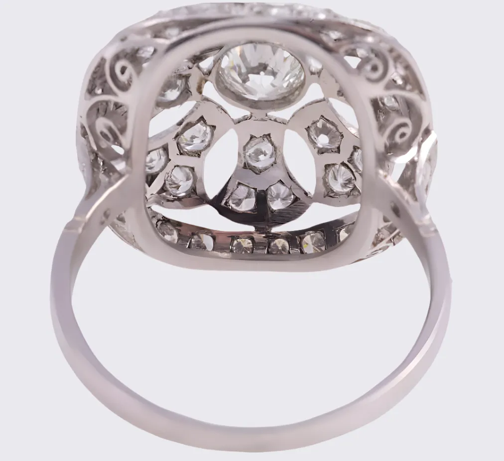 Art Deco Diamond Platinum Filigree Ring