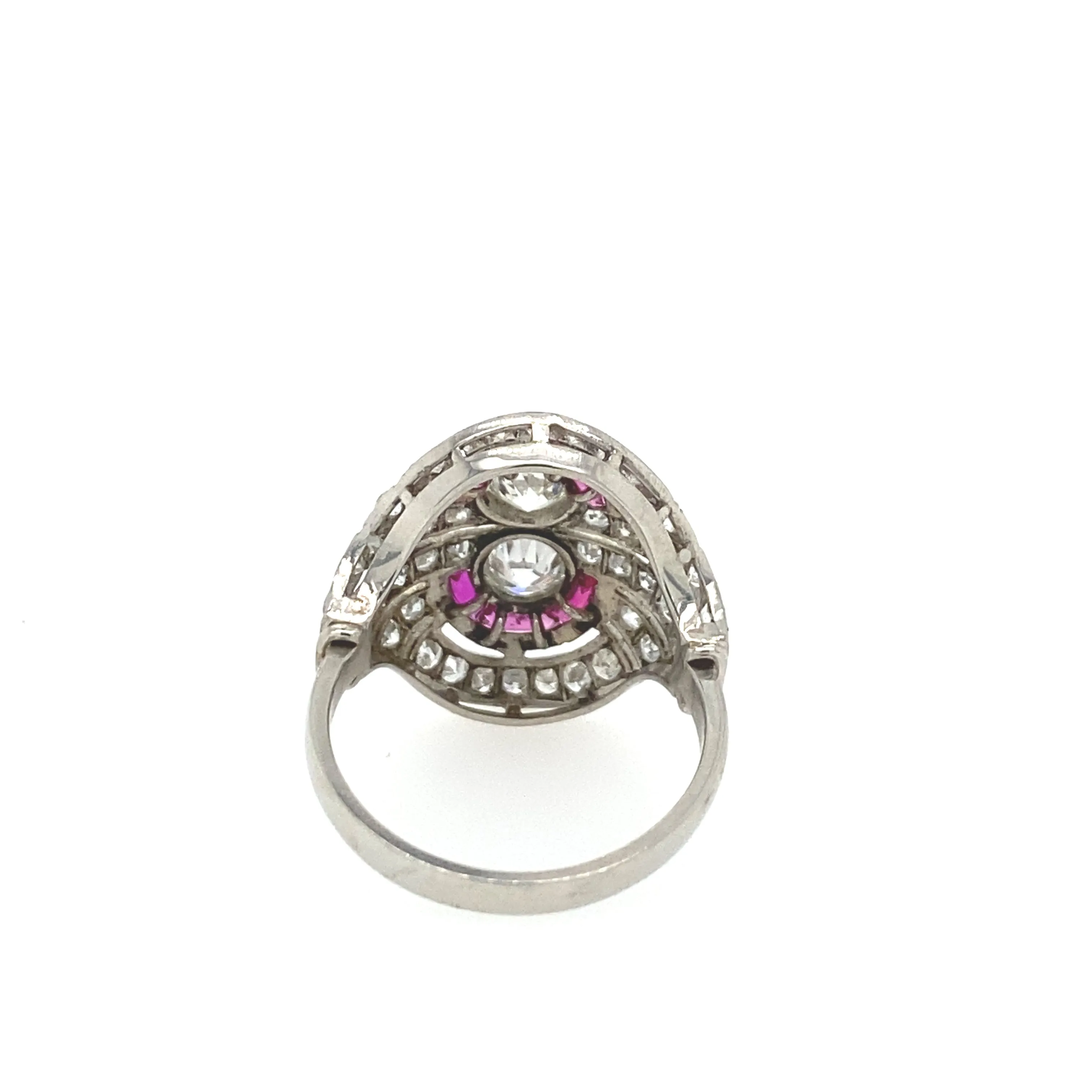 Art Deco Diamond Ring with Rubies