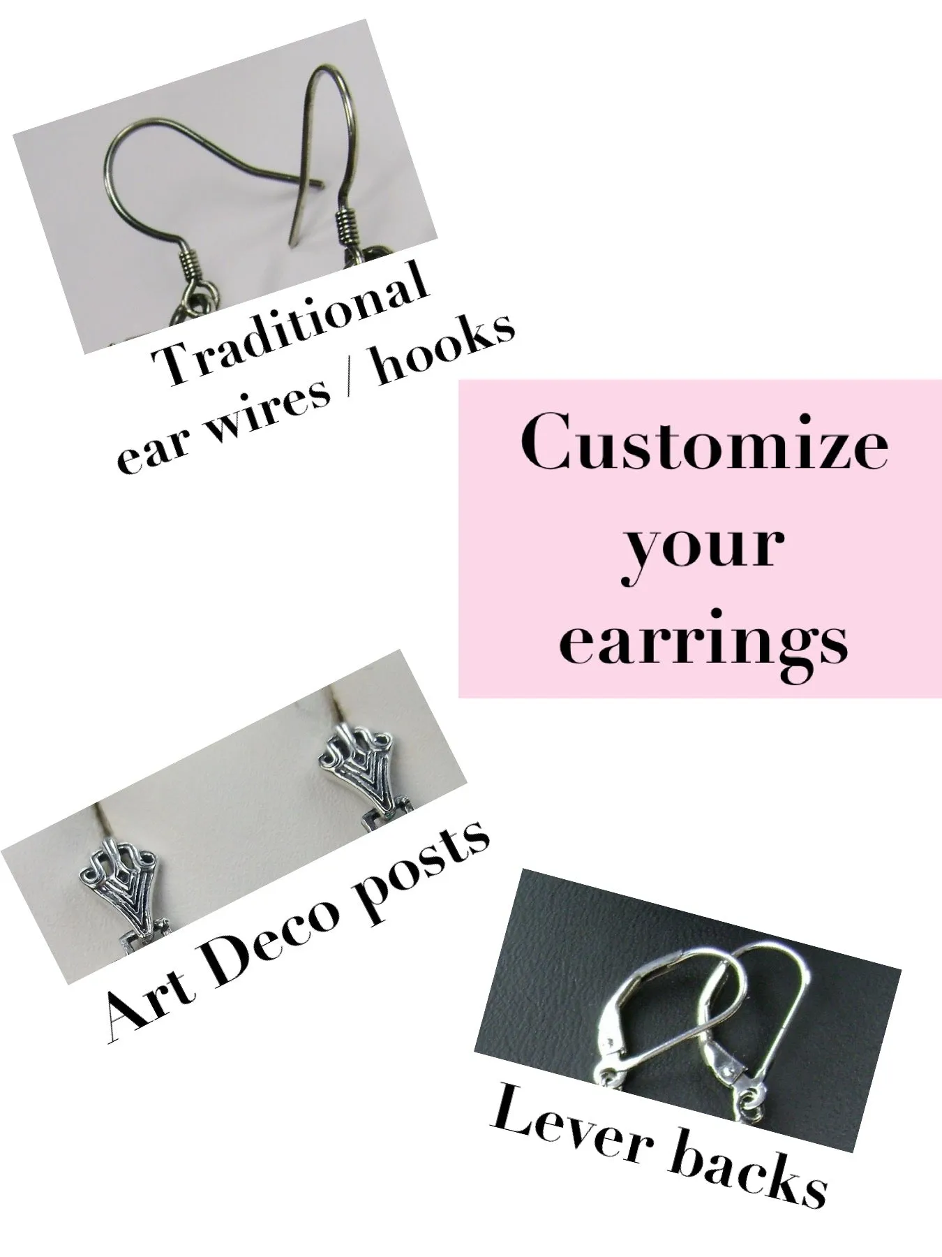 Art Deco Earrings, White Frosted Camphor Glass Jewelry #E232