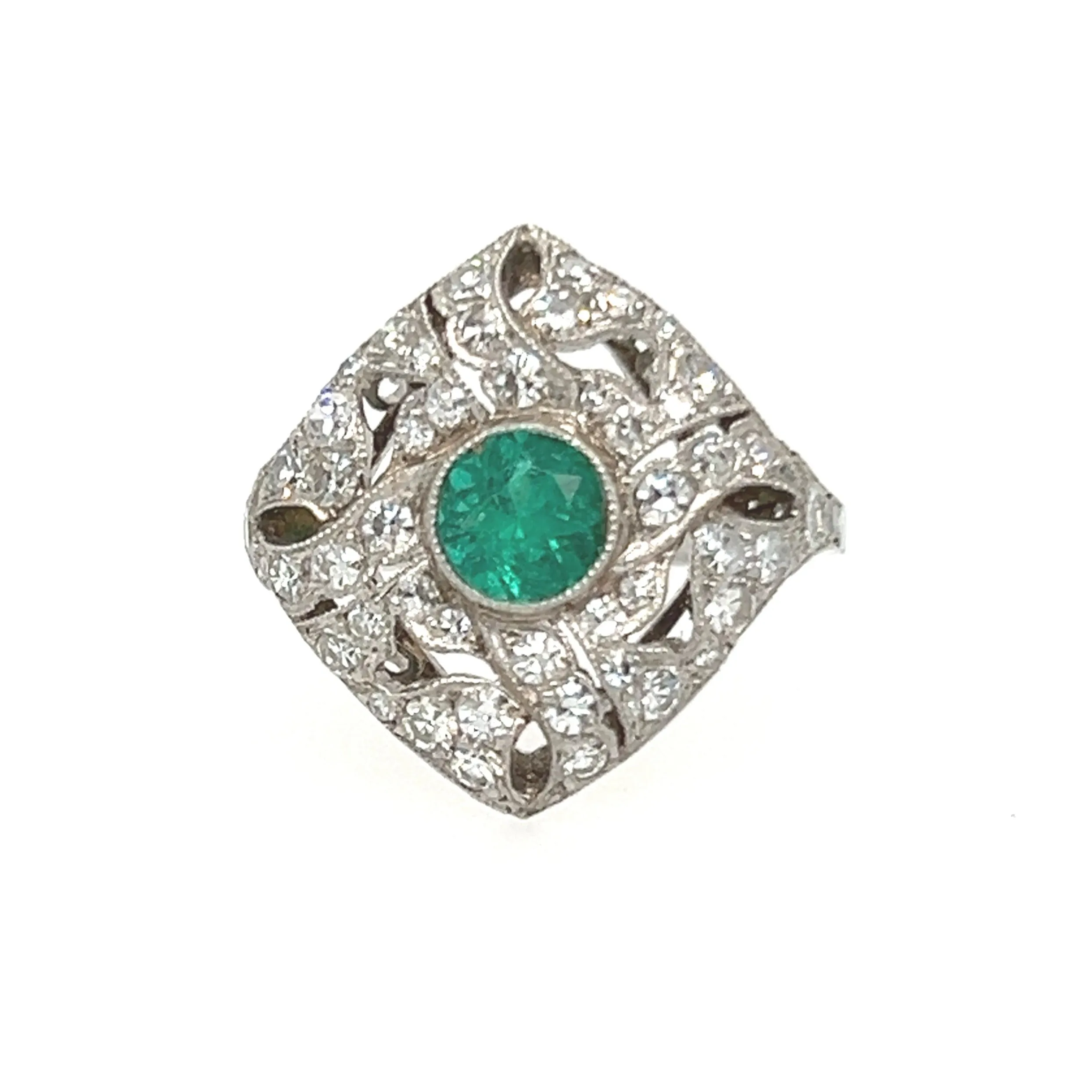 Art Deco Emerald and Diamond Ring